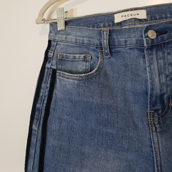 Pacsun Vintage Icon Jeans Straight Leg High Rise Black Velvet Stripes Size 28 - Picture 3 of 14